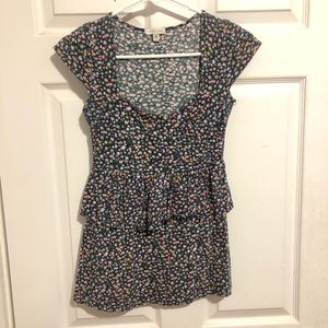 Silence + Noise floral print top with ruffle